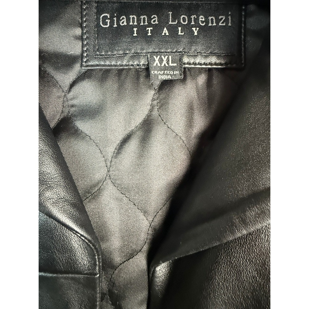 Gianna Lorenzi Italy Leather Jacket Mens XXL Black Lambskin Coat Zip-Out Lining - Picture 3 of 15